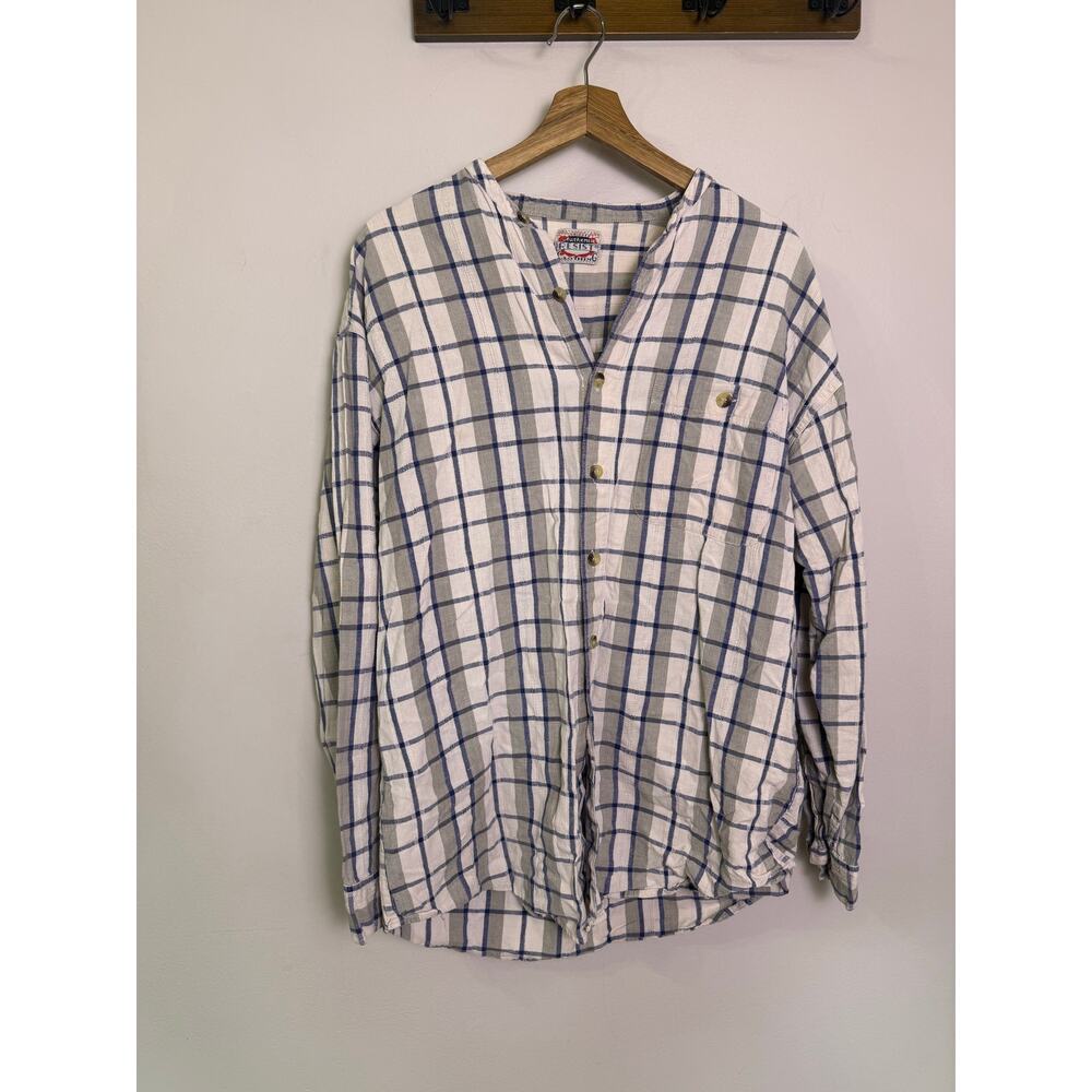 Vintage Resist Clothing Plaid Flannel Shirt Mens 36 M Blue Gray Check Soft